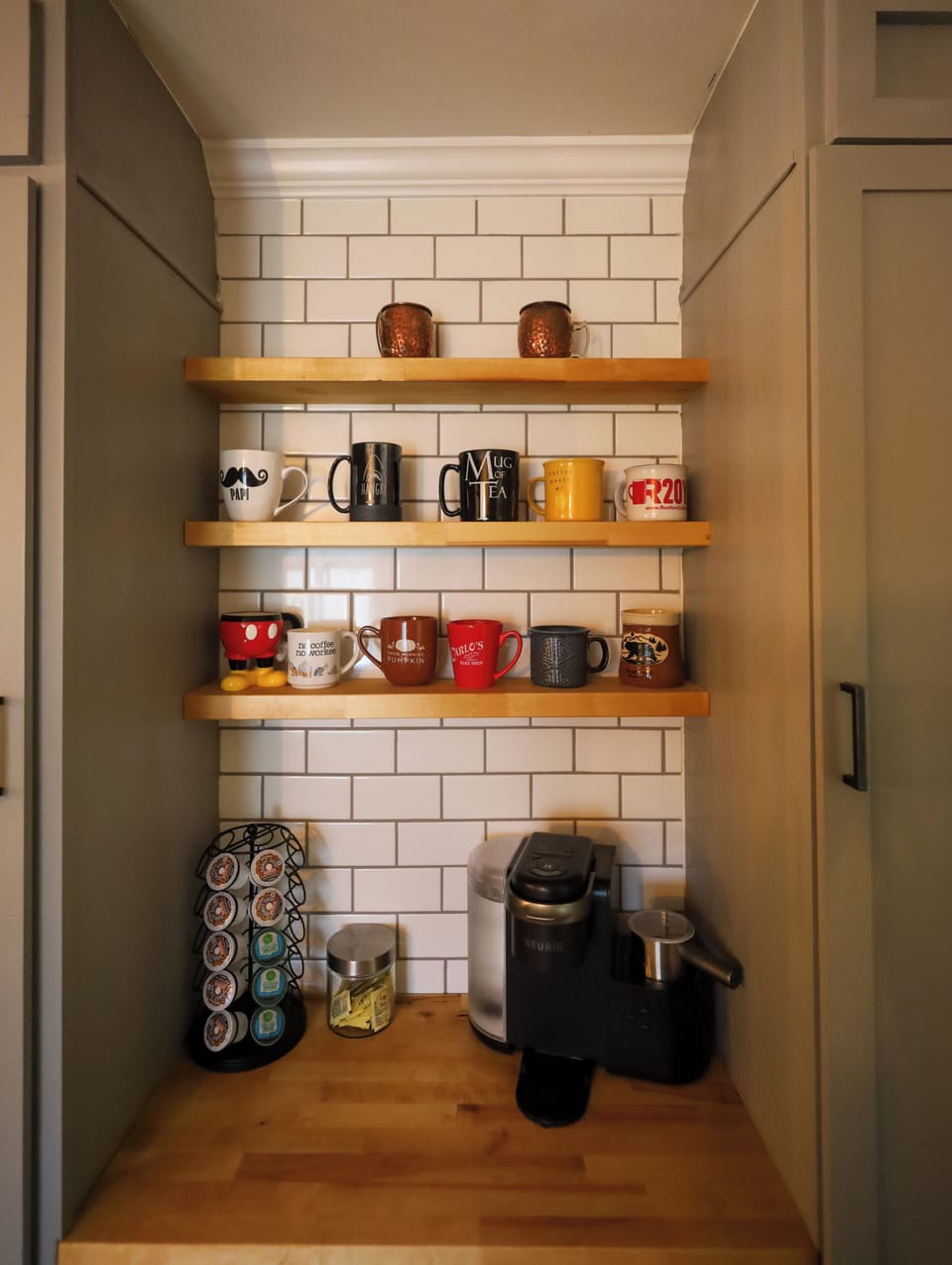 Coffee Bar. Has Drip Coffee Maker, a Keurig, and French Press all Available