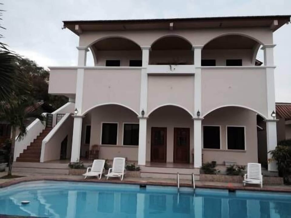 Outdoor pool, sun loungers