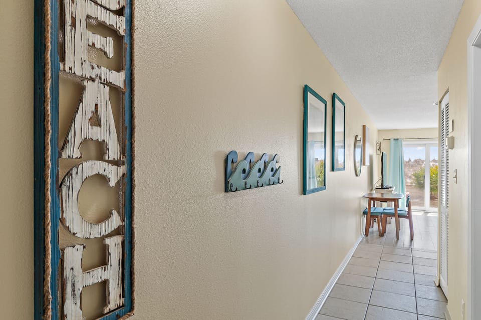 Hallway with coastal decor