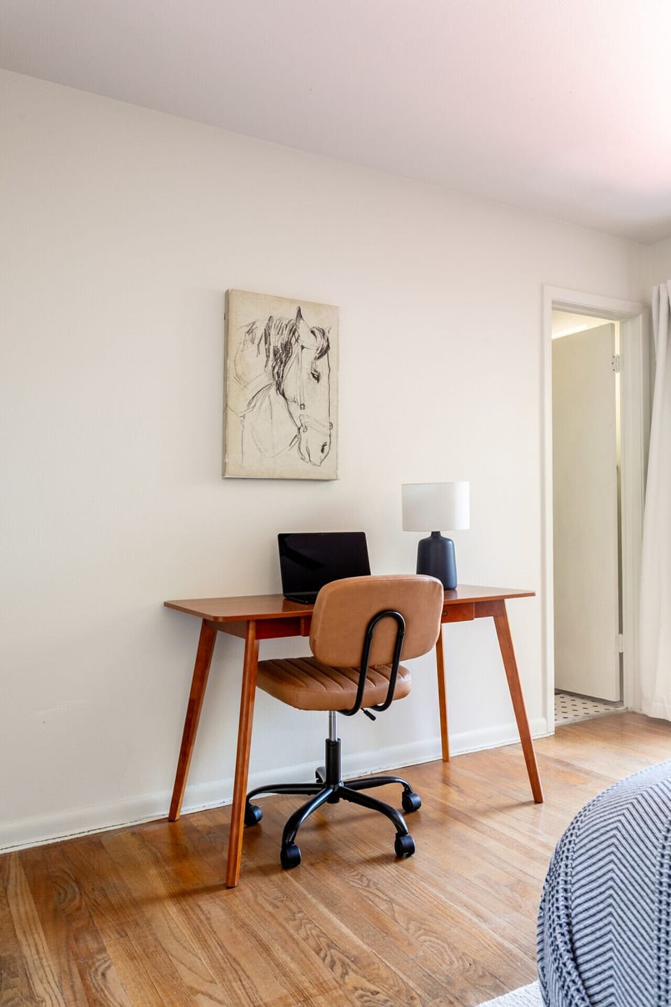 Private desk and chair setup ideal for working or studying without interruption.