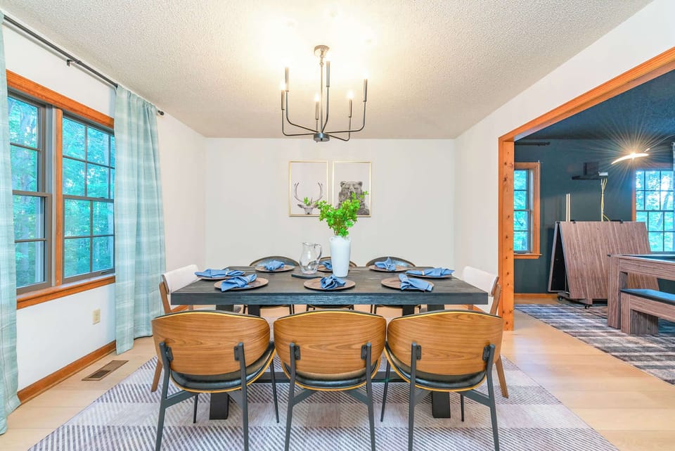 Gather the whole crew! Our spacious dining table seats 8 — perfect for meals, game nights, or late-night laughs.