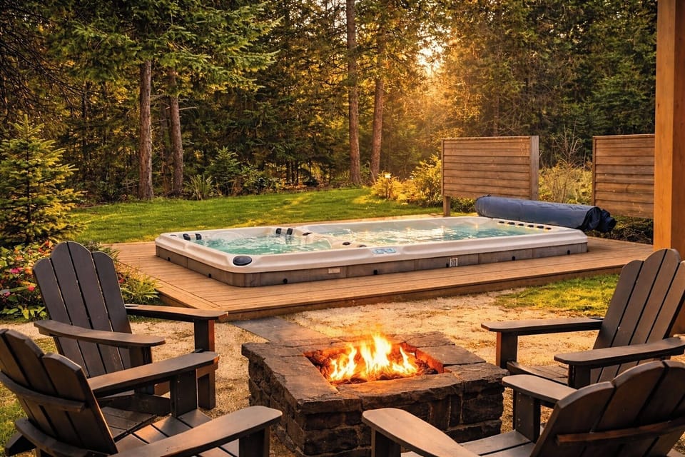 Outdoor Private Swim Spa + Hot Tub