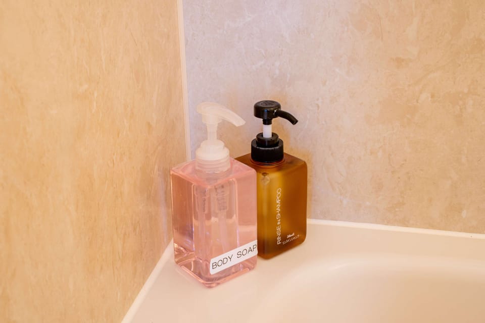 Slippers, electronic bidet, towels