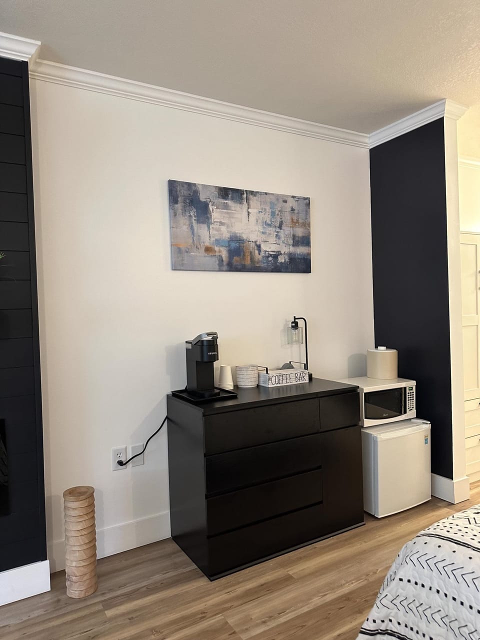 Legends Fountain View unit 109 Inside view of coffee station and microwave and mini fridge