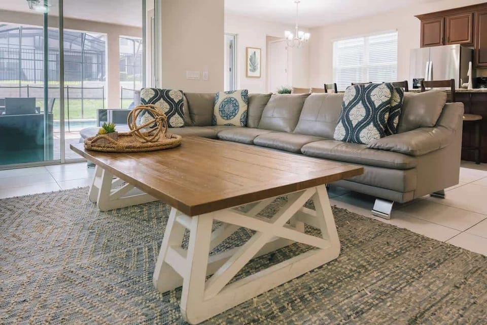 Spacious and stylish, this living room is made for movie nights and family time.

