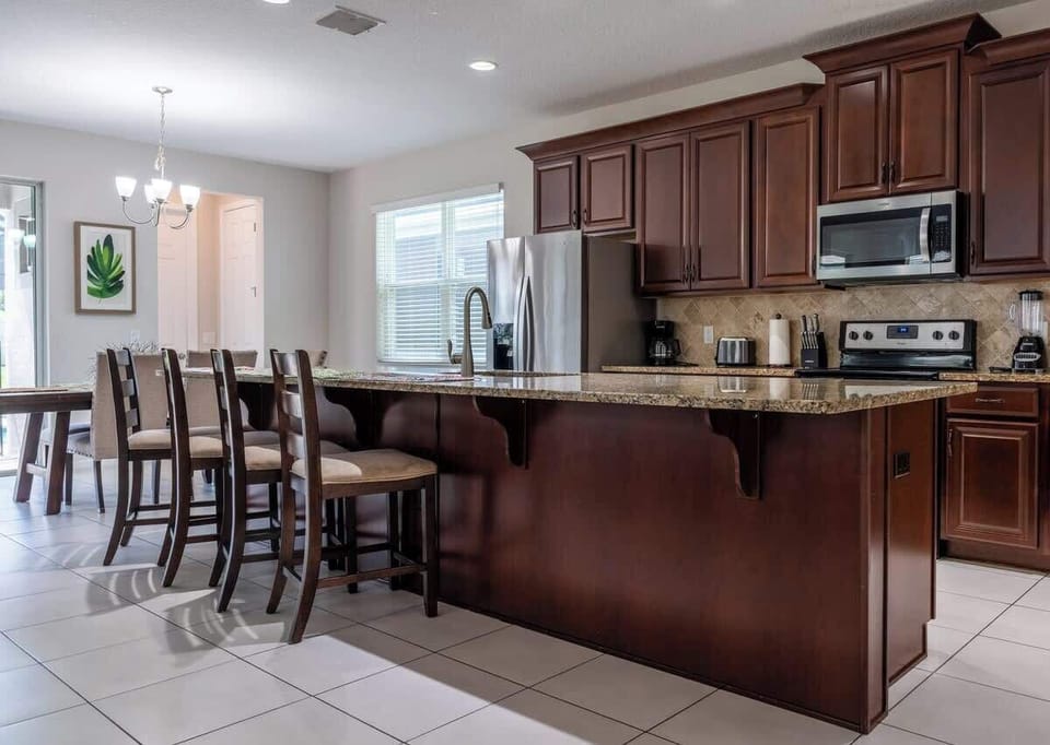 Bright and airy design connected to the dining area.