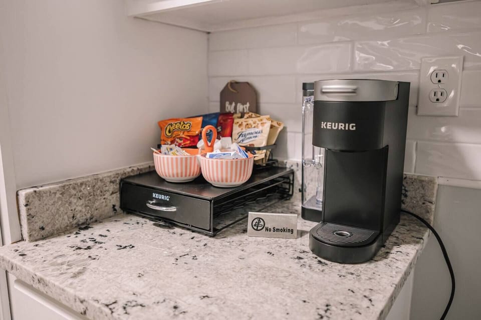 Complimentary coffee and snacks. 