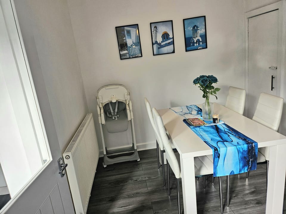 High chair compact and folded away