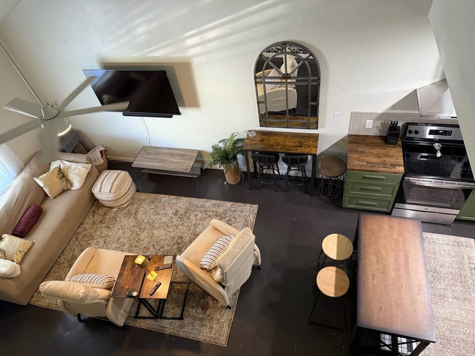 View of family room from stair case 