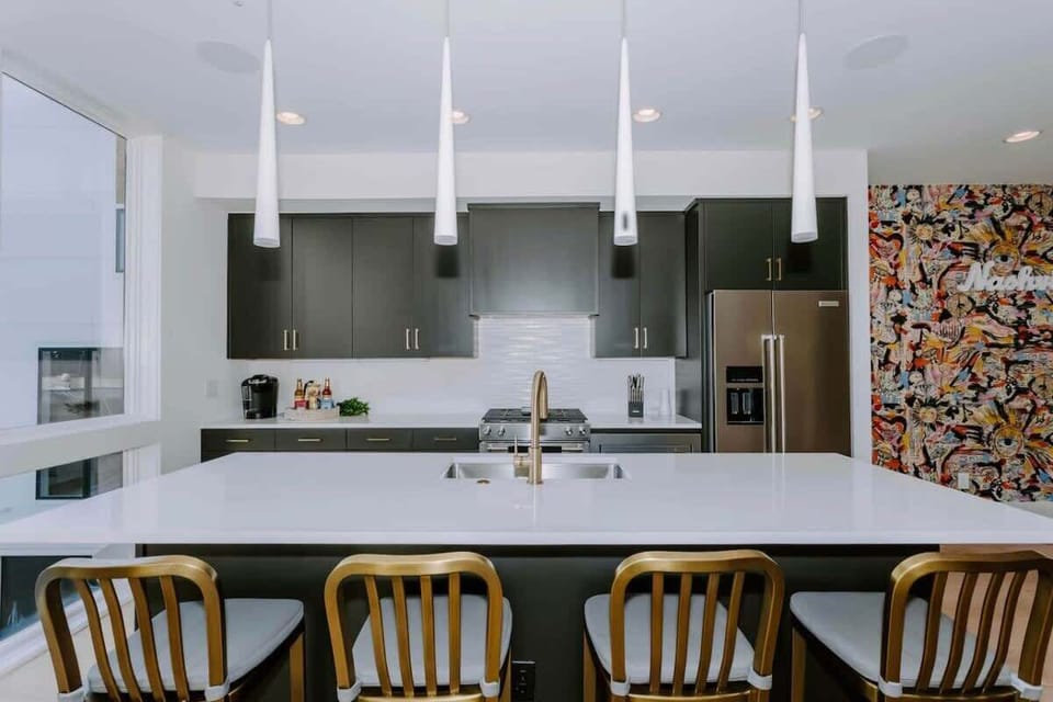 Cook up a meal or gather around the island with friends!