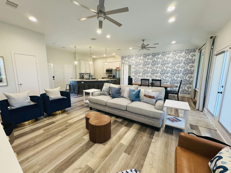 Easy flow from kitchen to living room.. Guest says..they thought of every detail