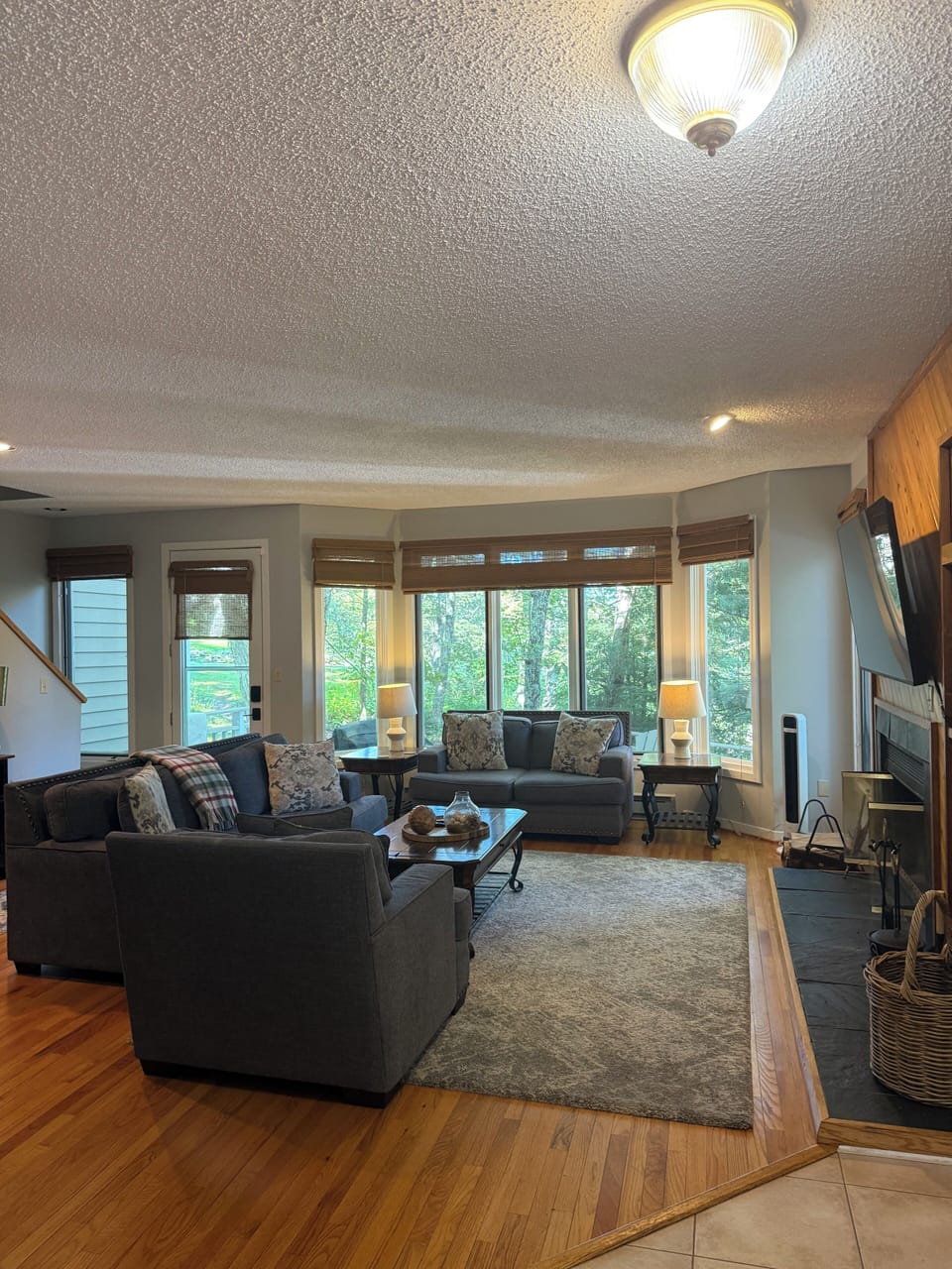 Living Room with wood burning fireplace