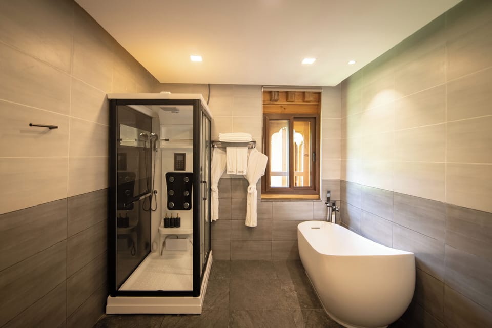 Junior Suite | Bathroom | Shower, free toiletries, hair dryer, slippers