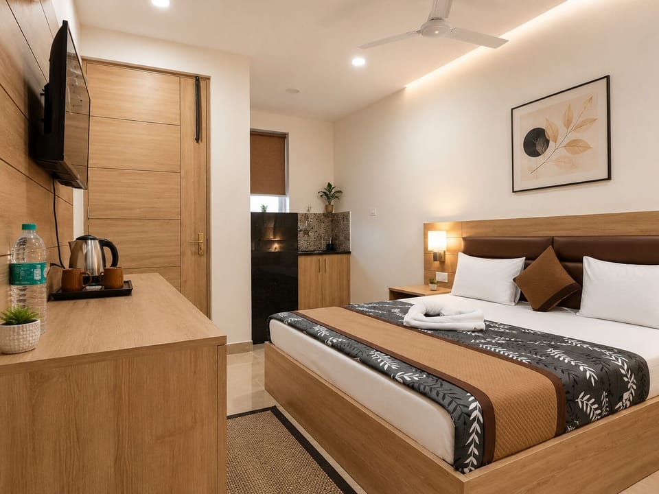 Premium Room, Balcony, City View | Desk, laptop workspace