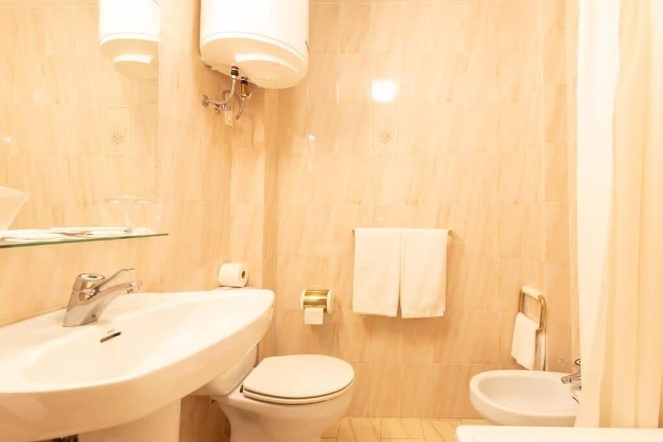 Towels, soap, shampoo, toilet paper