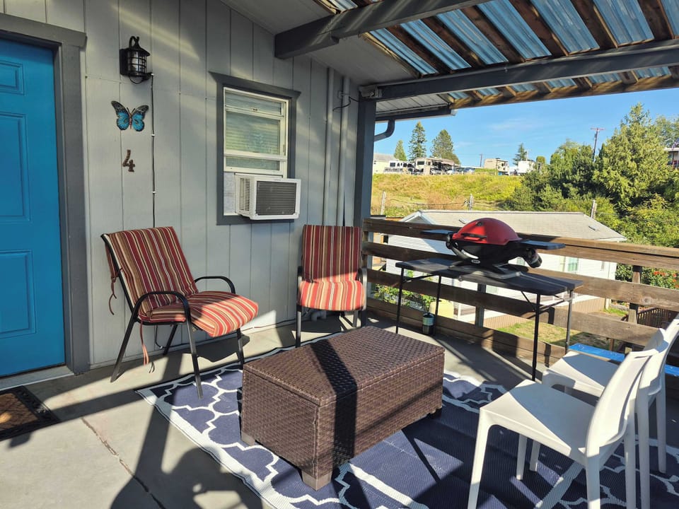 The east side of your deck with a bbq