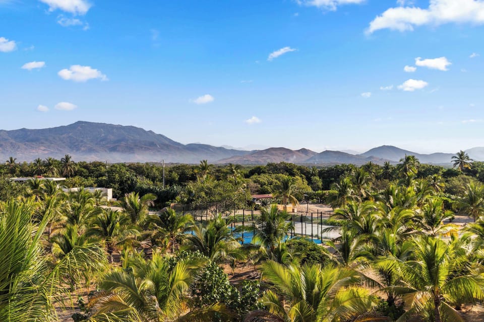 Tropical gardens and mountain views