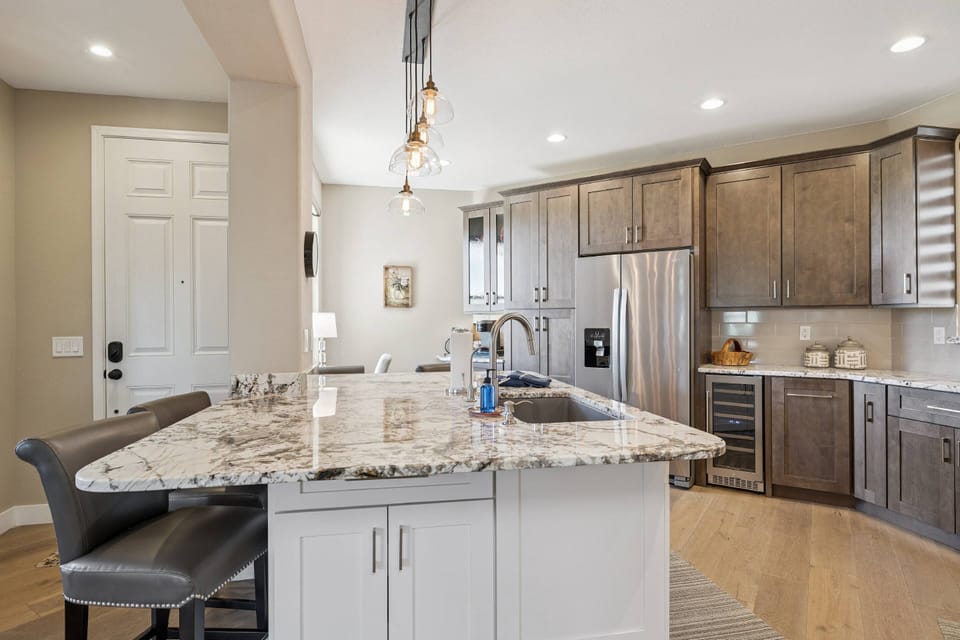 Kitchen with Keurig Coffee Maker + Nespresso, microwave, stove/oven, fridge & dishwasher