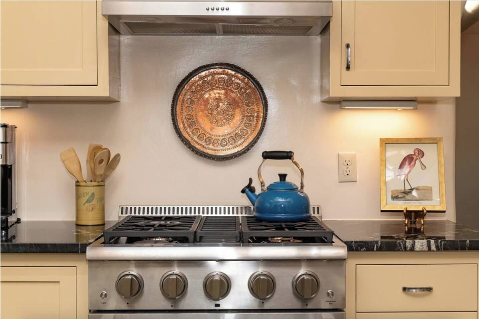 The stove in the kitchen is gas