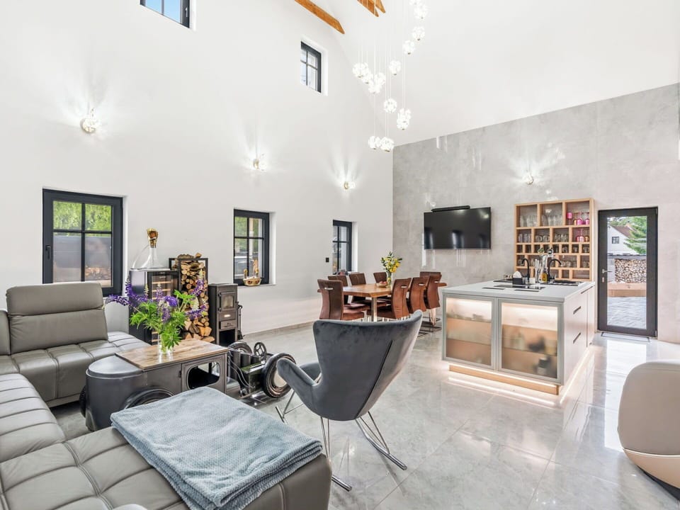Interior Design, Furniture, Flooring, Ceiling, Couch, Floor, Living Room, Chair, Lighting, Room