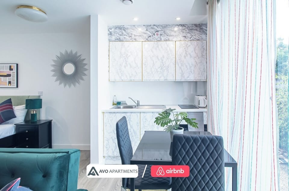 Kitchen & Dining at Avo Apartments Short Lets & Serviced Accommodation