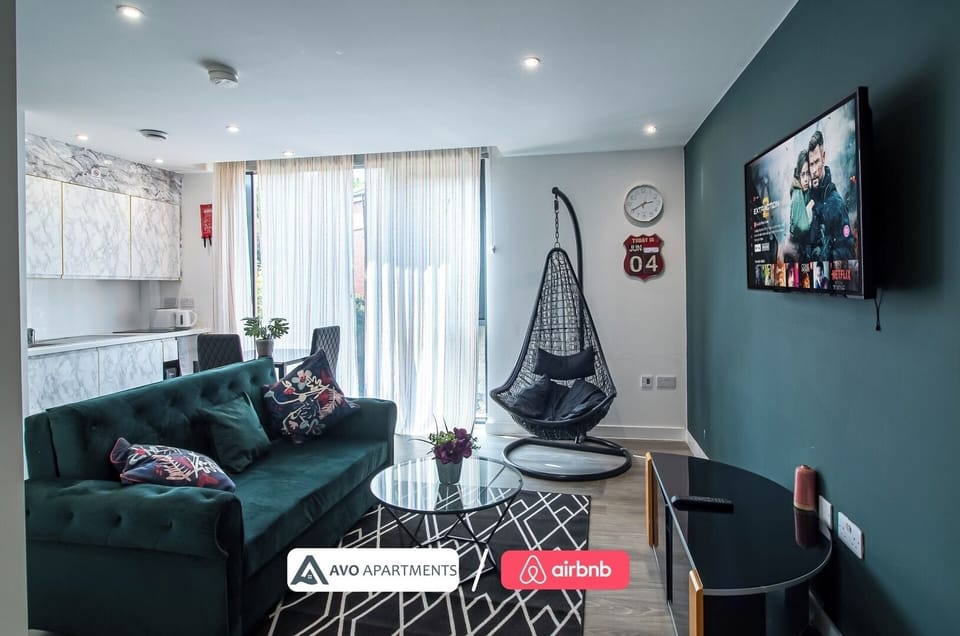 Lounge & Kitchen at Avo Apartments Short Lets & Serviced Accommodation