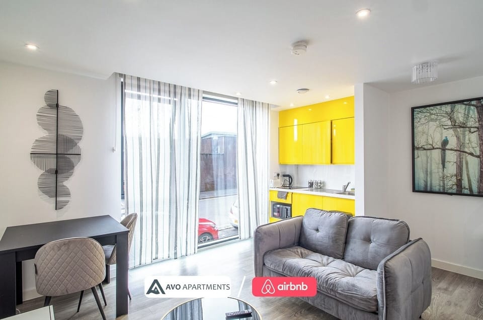 Lounge, Kitchen & Dining at Avo Apartments Short Lets & Serviced Accommodation
