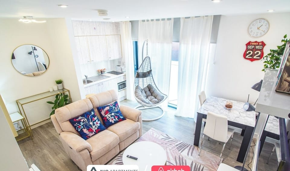 Lounge, Kitchen & Dining at Avo Apartments Short Lets & Serviced Accommodation