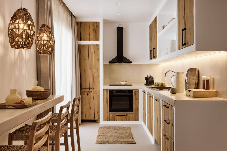 Villa Aethera Milos | Private kitchen | Fridge, microwave, oven, dishwasher