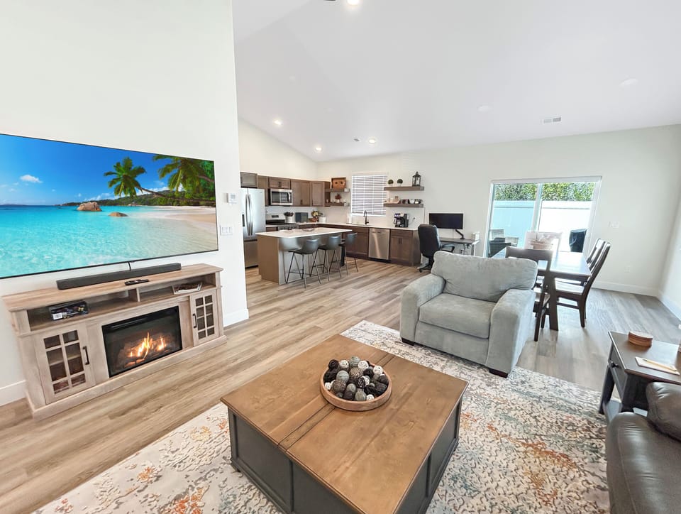 Living room area with smart tv