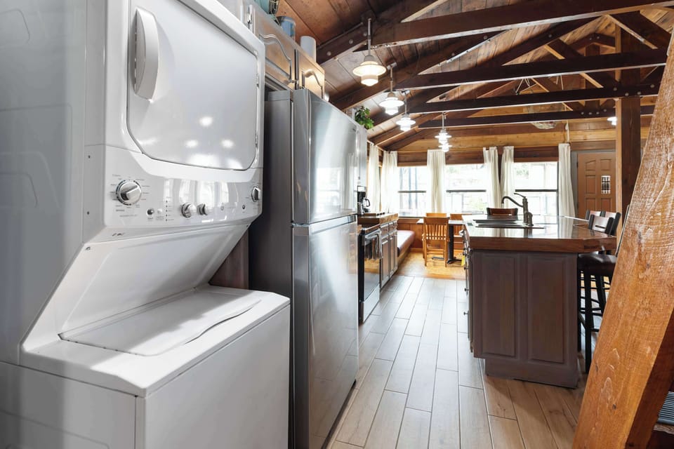 Washer and dryer provided with this unit