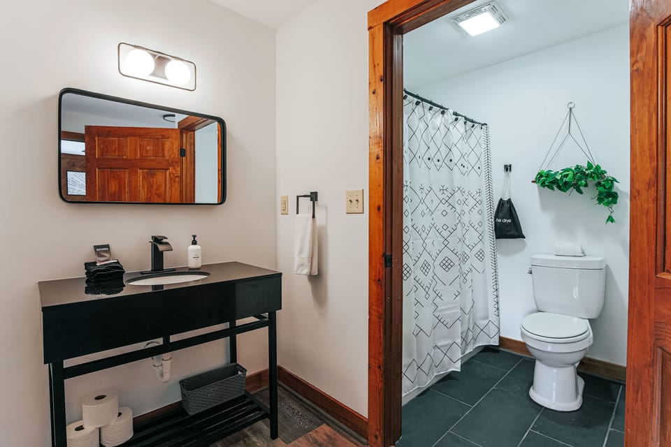 Modern bathroom comes with essentials for comfort and convenience.
