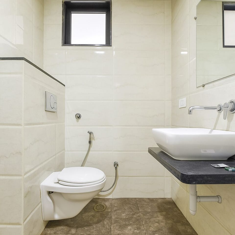Shower, towels, toilet paper