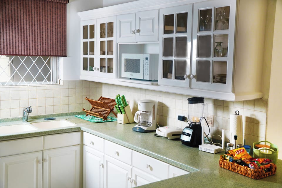 Microwave,coffee maker, blender,toaster oven, knife block and much more