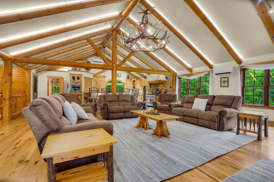 Large Living Room with plenty of seating, open floor plan.