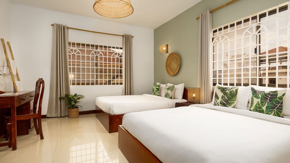 Double or Twin Room, 2 Double Beds | Desk, laptop workspace, free cribs/infant beds, free WiFi