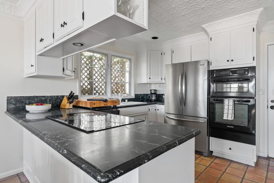 Sleek, fully equipped kitchen.