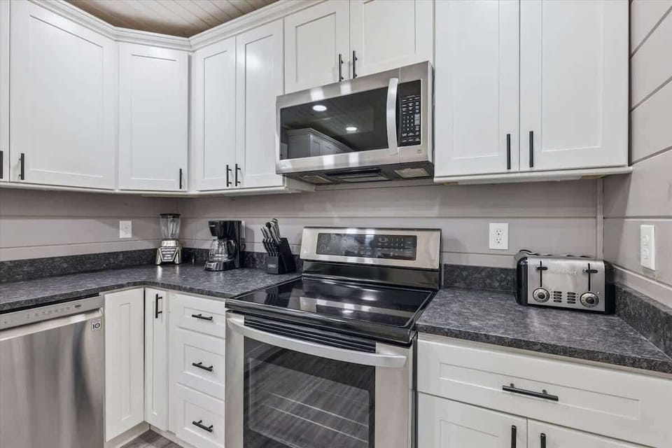 Stainless appliances and lots of storage. 