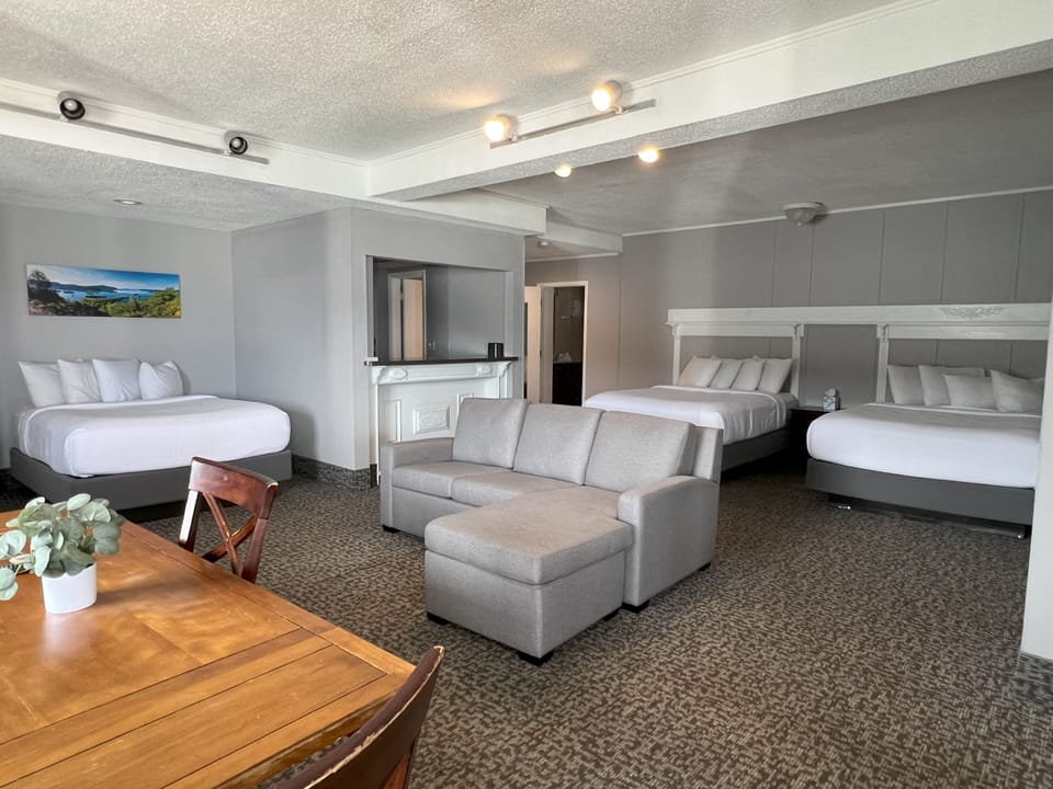 Lakefront Family Suite, 3 Queen Beds | Pillowtop beds, desk, blackout drapes, soundproofing