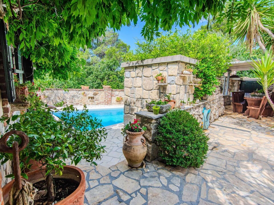 Flowerpot, Flagstone, Houseplant, Garden, Resort, Shade, Landscaping, Patio, Courtyard, Cobblestone