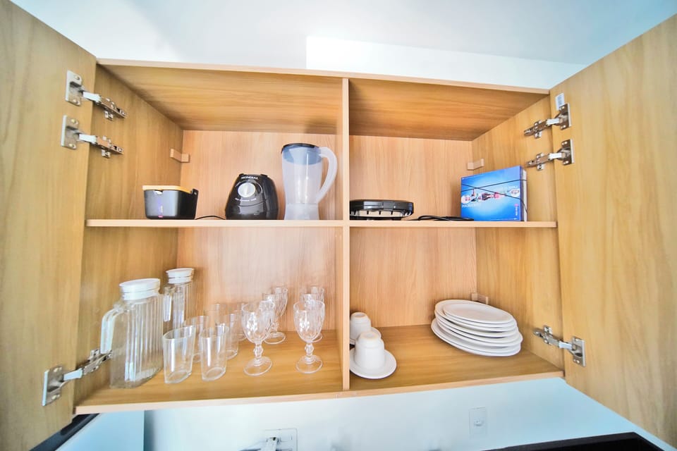 Fridge, microwave, stovetop, toaster