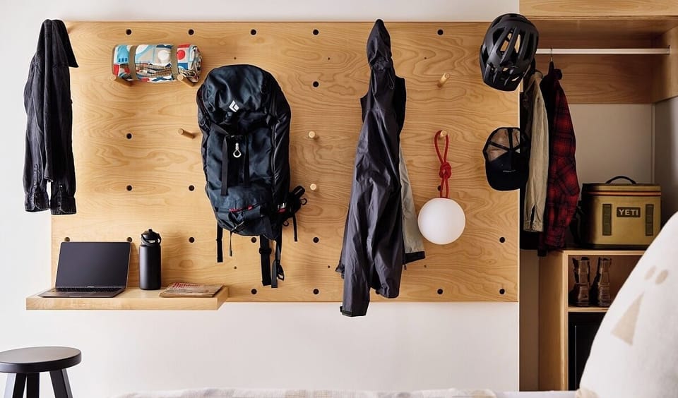 Drop your bags and gear with handy hooks and built-in storage