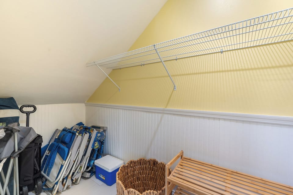 Beach gear ready and waiting on the first floor foyer