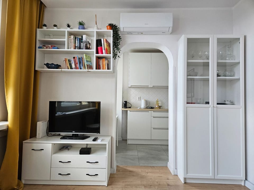 Living Room with Sofa Bed, Smart TV and A/C| Book Now with RENTUJEMY.COM