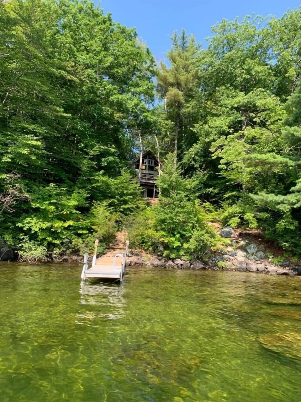 View from the lake. Small dock.