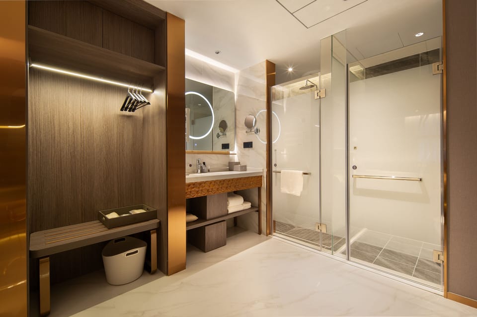 Executive Twin Room | Bathroom | Shower, hydromassage showerhead, hair dryer, slippers