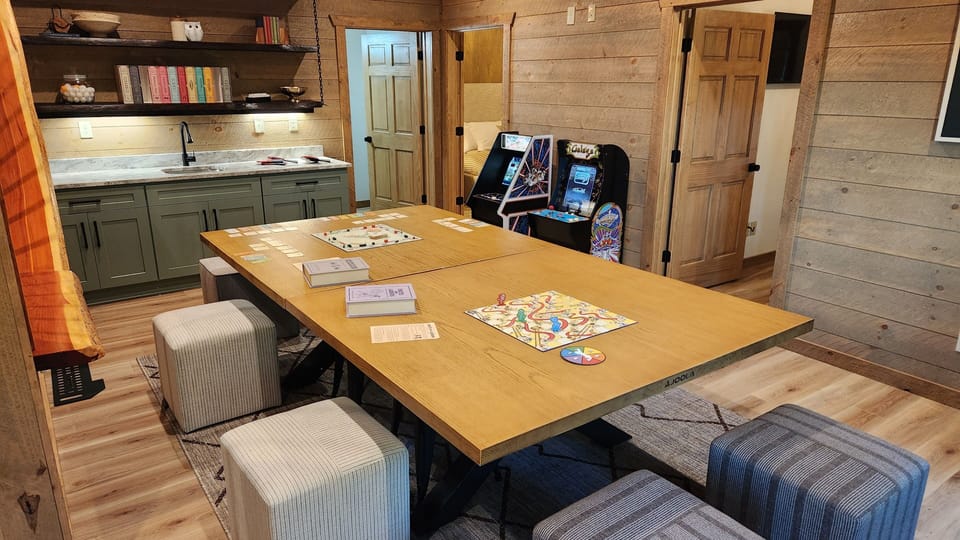 Ping pong table converts to board game table!