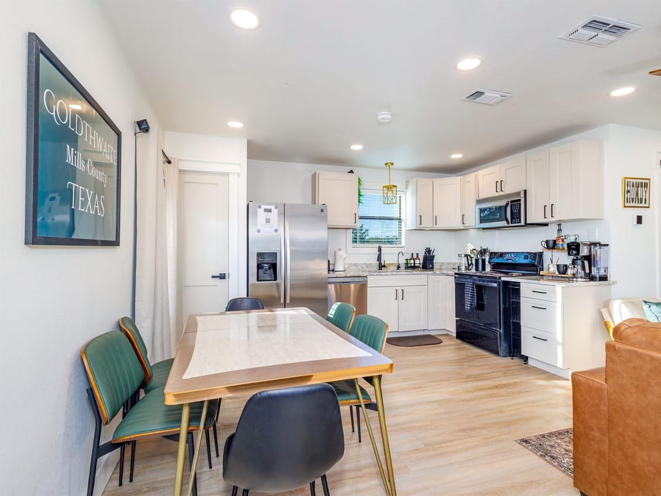 Gather around the table—dining area with seating for six.