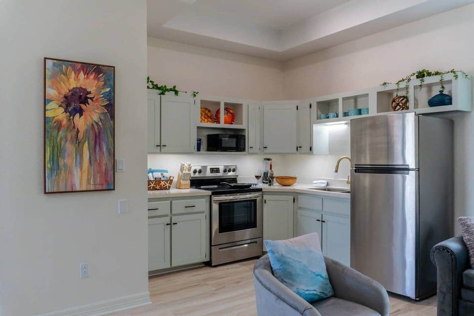 This beautiful property includes a full kitchen with all the essentials for a home cooked dinner at home