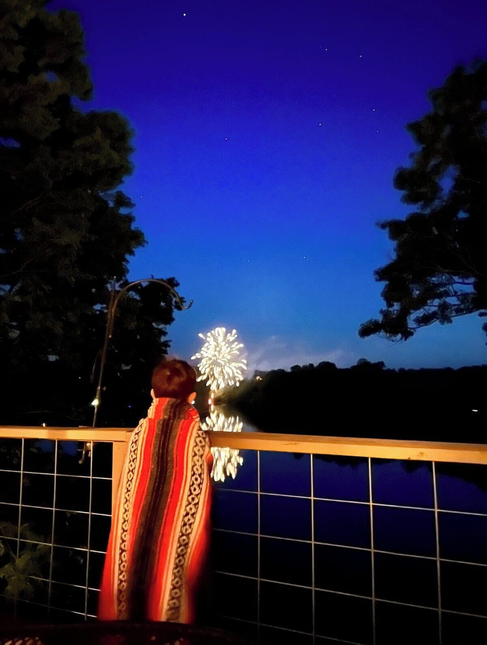 Fireworks across the lake three times each summer. 